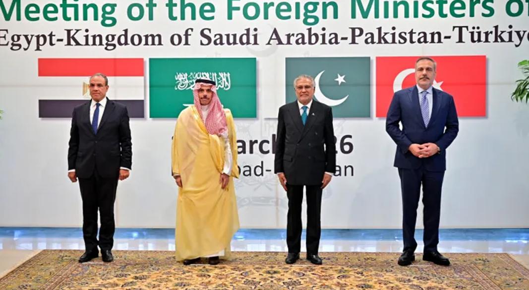 বিভিন্ন দেশের পররাষ্ট্রমন্ত্রীদের সঙ্গে ইসহাক দার। ছবি : সংগৃহীত