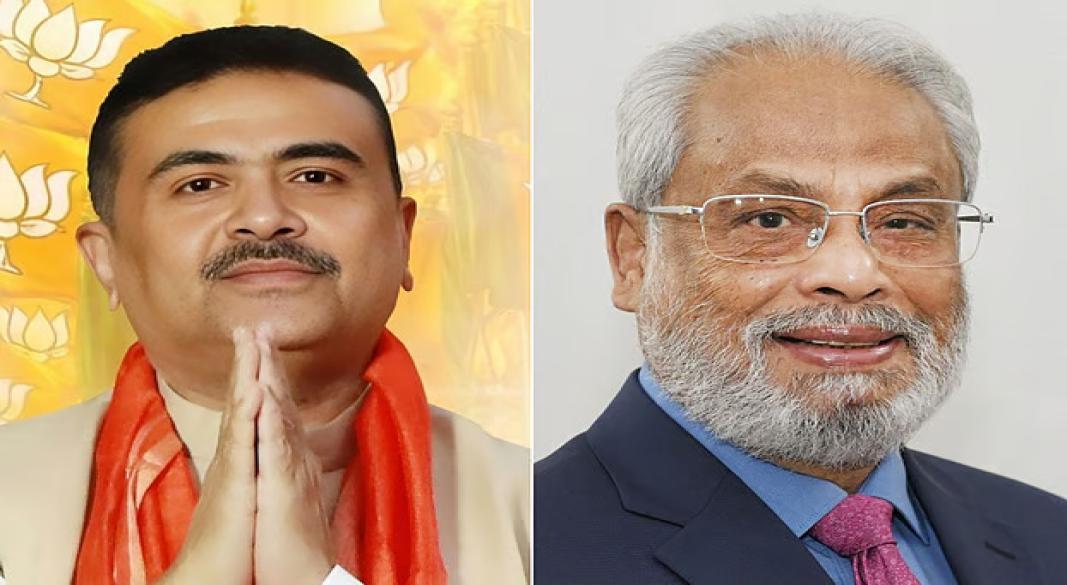 ভারতের পশ্চিমবঙ্গের মুখ্যমন্ত্রী শুভেন্দু অধিকারী ও বাংলাদেশের জাতীয় পার্টির (জাপা) চেয়ারম্যান গোলাম মোহাম্মদ কাদের (জি এম কাদের)।ছবি: কোলাজ