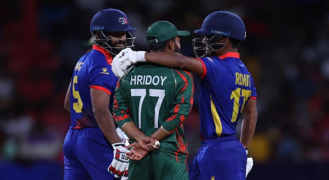 ২০২৪ টি-টোয়েন্টি বিশ্বকাপে সর্বশেষ মুখোমুখি হয়েছে বাংলাদেশ-নেপাল। ছবি: আইসিসি