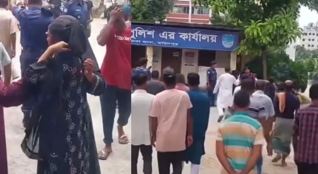 শনিবার দুপুরে ভাঙ্গা থানার সামনে ও ভেতরে এ ঘটনা ঘটে | ছবি: সংগৃহীত