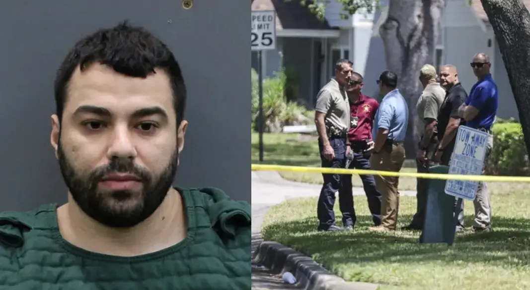 অভিযুক্ত ব্যক্তি ও তার বাসার বাইরে পুলিশের অভিযান। ছবি: সংগৃহীত