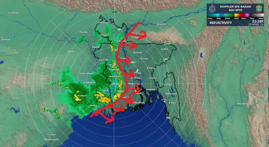 পদ্মা, মেঘনা ও যমুনা নদী অঞ্চলের ওপর দিয়ে এই ঝড় অতিক্রম করতে পারে। ছবি : সংগৃহীত