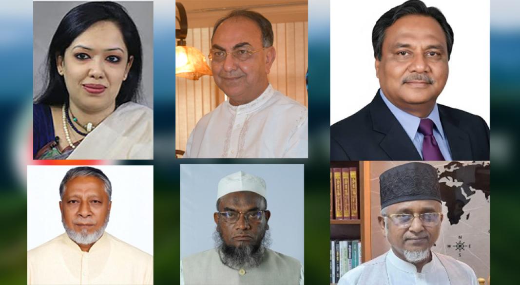 ছবিতে উপরে বাম দিক থেকে রুমিন ফারহানা, মির্জা আব্বাস ও ওসমান ফারুক; নিচের বাম থেকে মোস্তফা কামাল পাশা, আবুল হাসান ও গাজী নজরুল ইসলাম। ফাইল ছবি