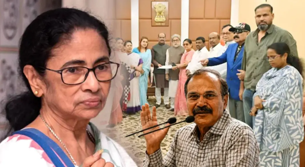 মমতা ব্যানার্জী ও সাবেক কংগ্রেস সাংসদ অধীর চৌধুরী। ছবি : সংগৃহীত