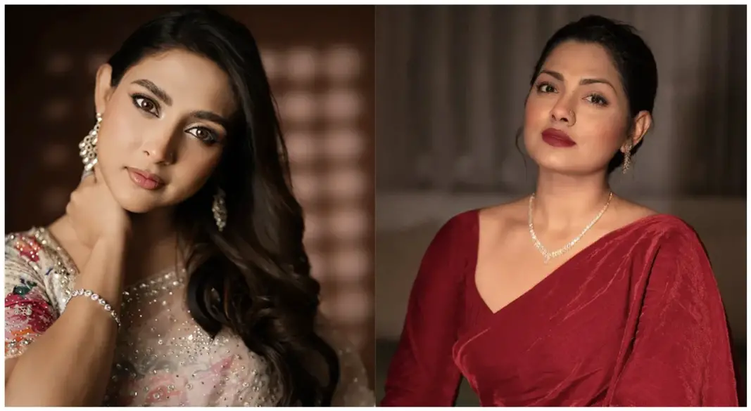 মেহজাবীন চৌধুরী ও নুসরাত ইমরোজ তিশা । ছবি : সংগৃহীত